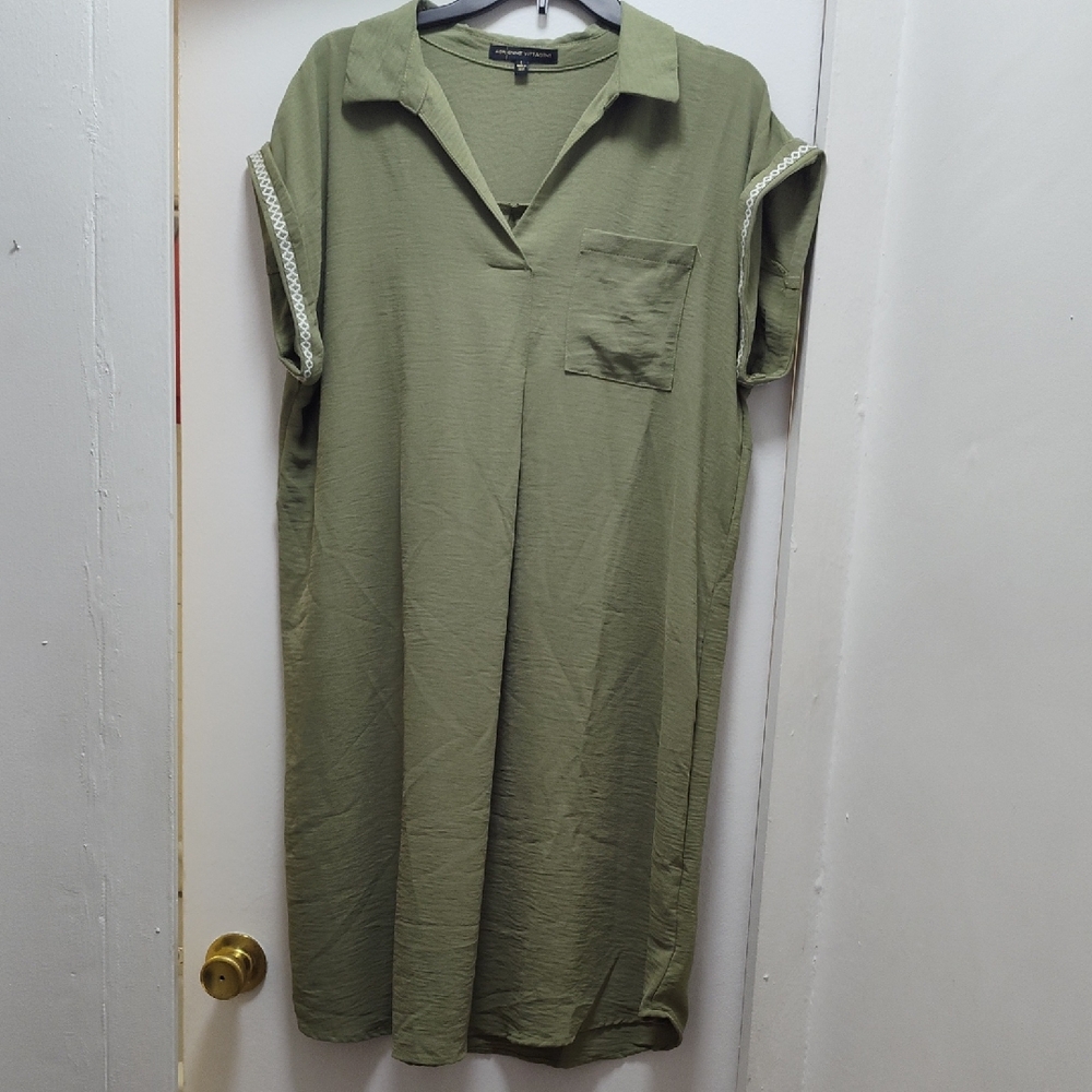 Adrienne Vittadini Sage Green Collared Dress